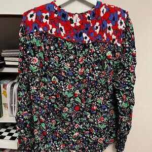 Zara Black, Red, & Green Floral Blouse